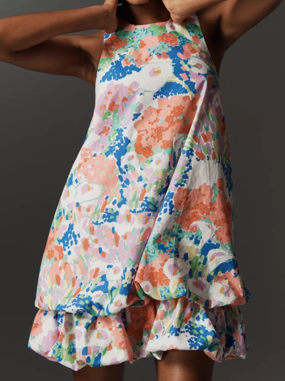 Maeve Sleeveless Double Bubble-Hem Mini Dress